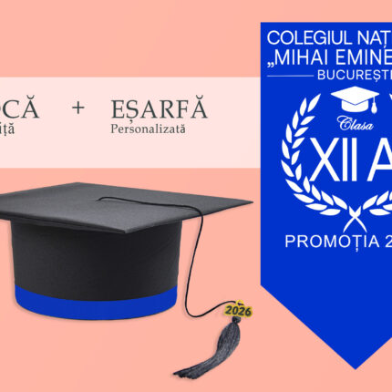 Tocă simplă și eșarfă absolvire personalizată Albastru + Diplomă Gratis