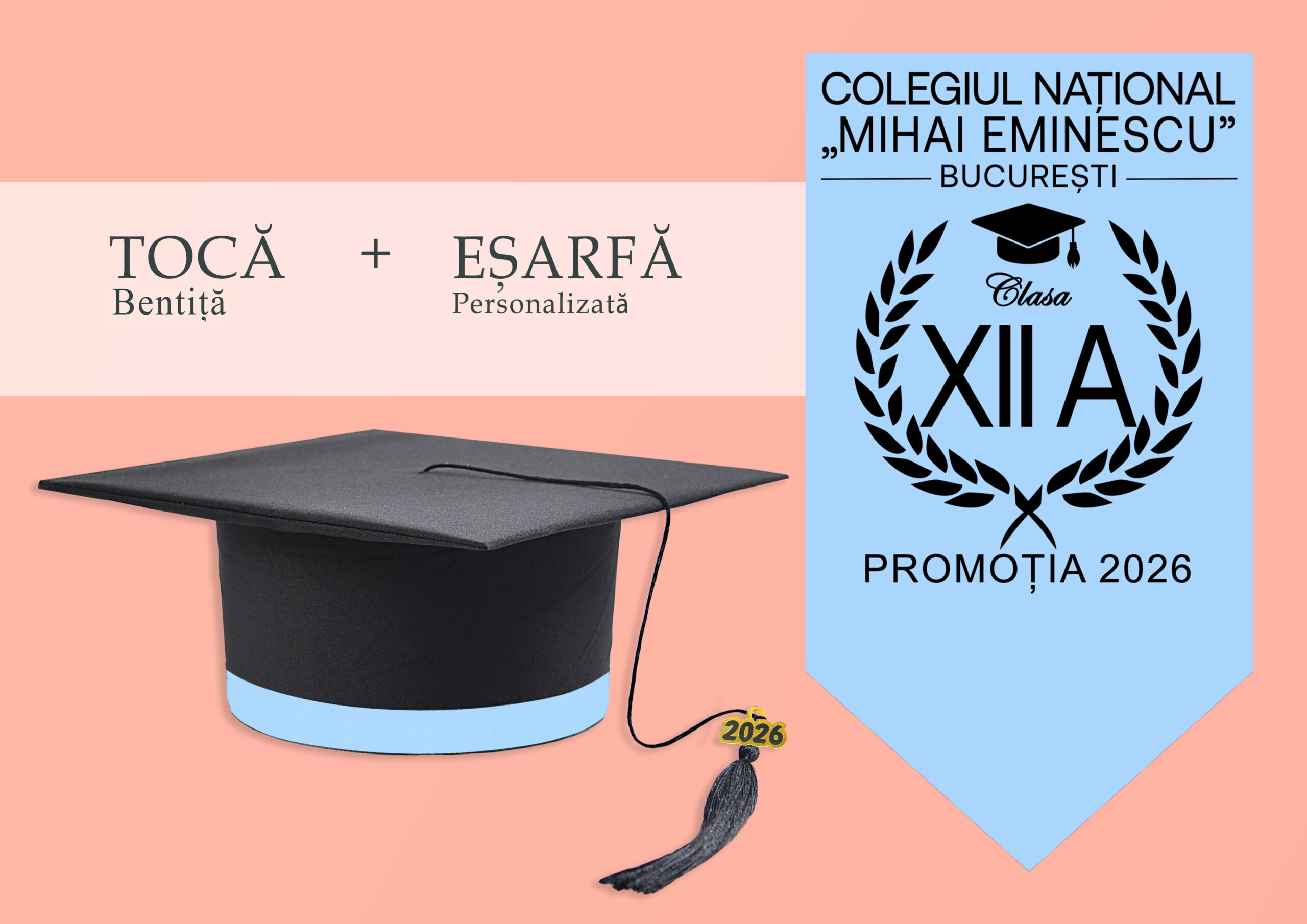 tocaesarfa-personalizata-BLEU-03-2-scaled-1.jpg Tocă simplă și eșarfă absolvire personalizată Bleu + Diplomă Gratis