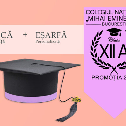 Tocă simplă și eșarfă absolvire personalizată Lila + Diplomă Gratis
